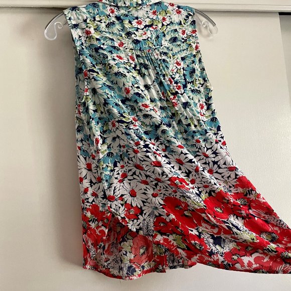 Anthropologie Conversations 6 of 52 Floral Daisies Blouse XSP Sleeveless Button - Picture 8 of 15